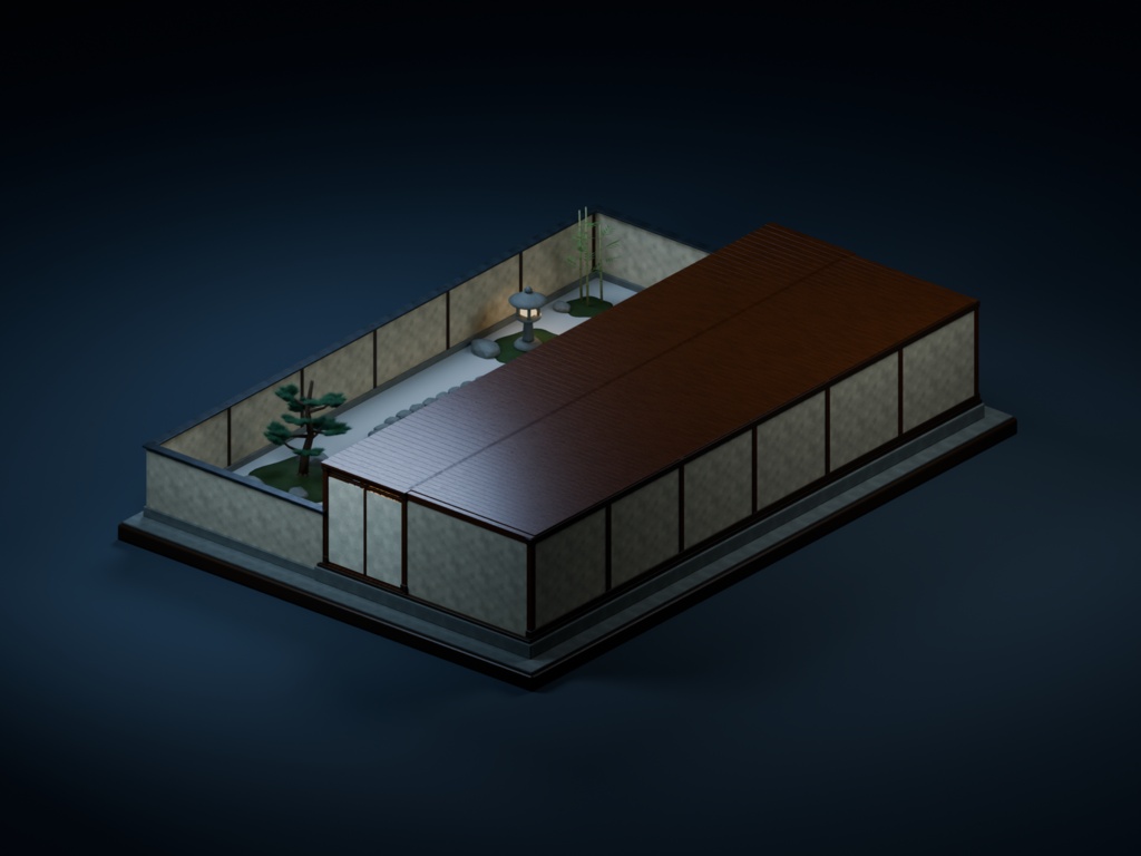【箱庭コレクション #055 / Blender・FBX・GLB】老舗旅館の廊下|Ryokan Corridor