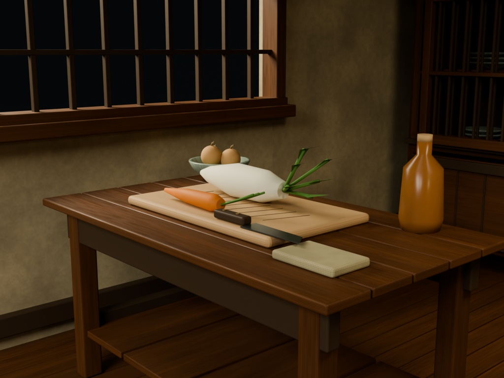 【箱庭コレクション #057 / Blender・FBX・GLB】古民家の台所|Old Kitchen