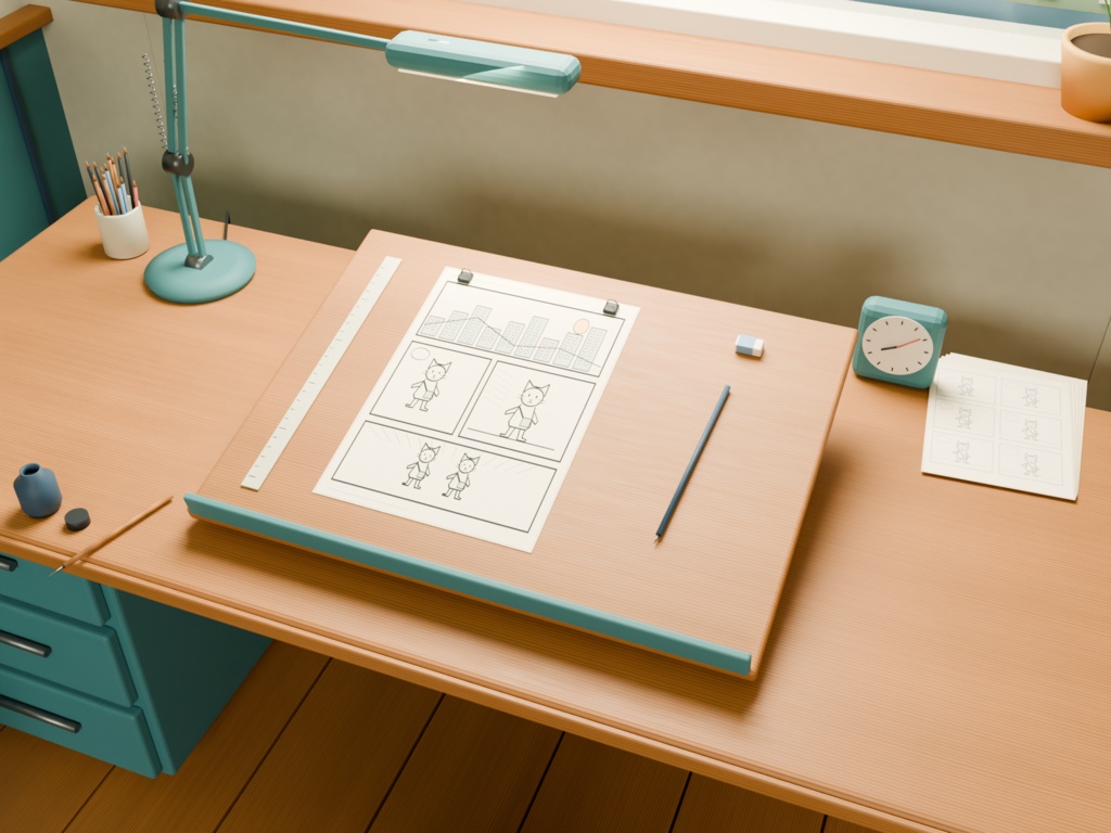 【箱庭コレクション #059 / Blender・FBX・GLB】漫画家の仕事部屋|Manga Studio