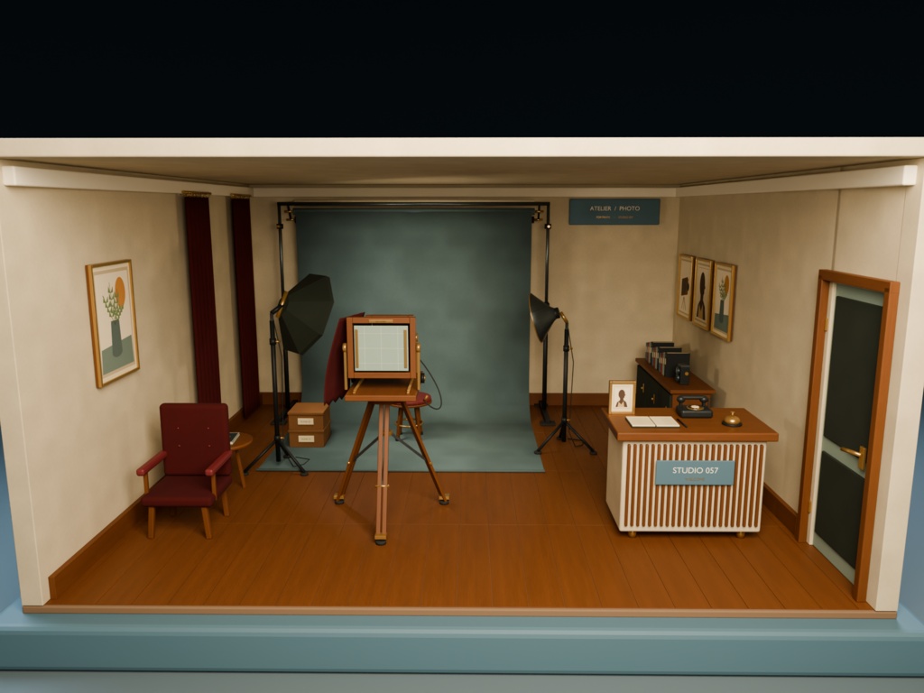 【箱庭コレクション #060 / Blender・FBX・GLB】小さな写真館｜Photo Studio