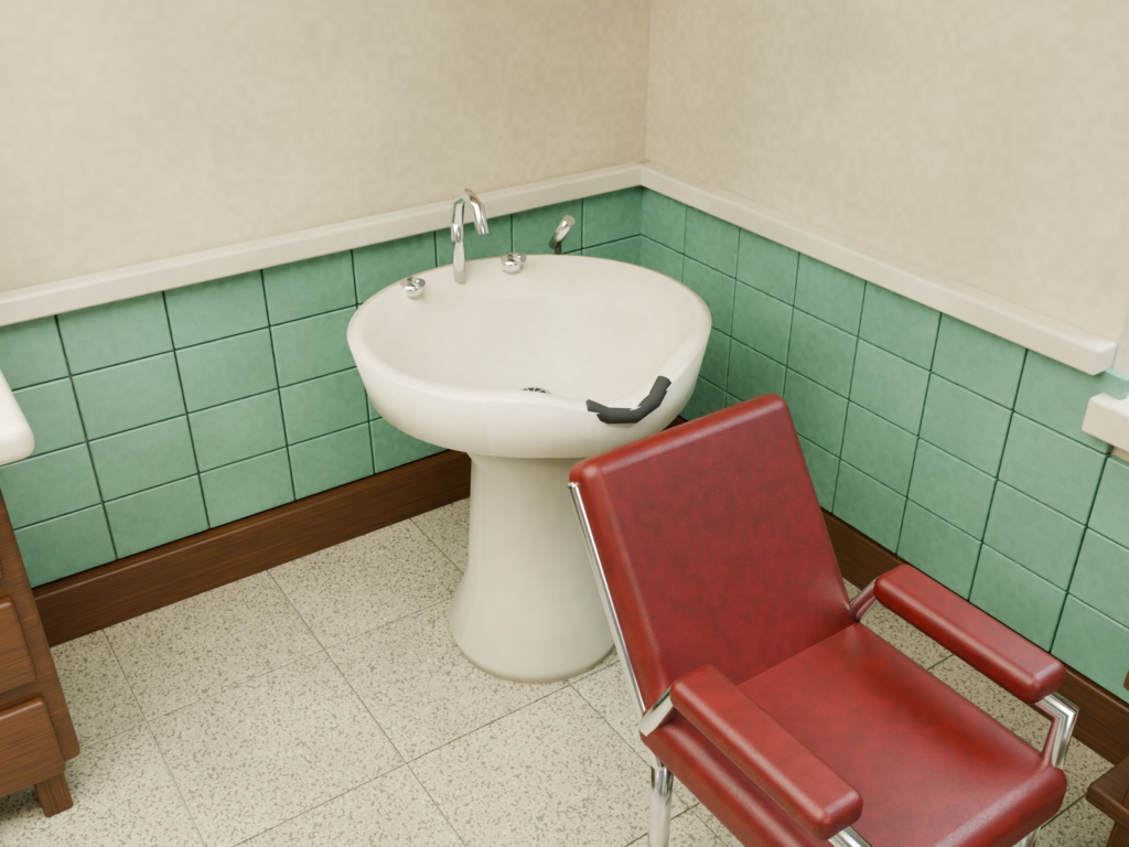 【箱庭コレクション #061 / Blender・FBX・GLB】町の理髪店|Barber Shop