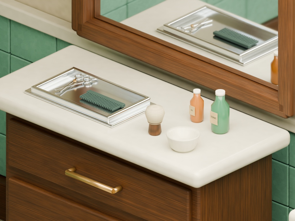 【箱庭コレクション #061 / Blender・FBX・GLB】町の理髪店|Barber Shop