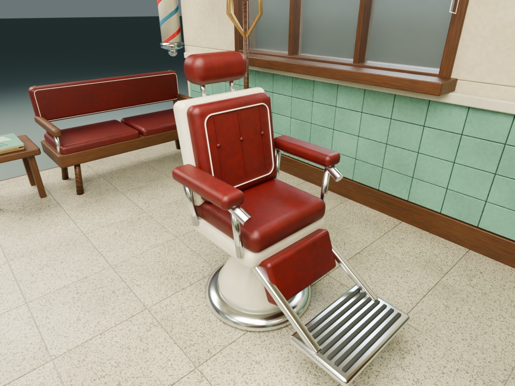 【箱庭コレクション #061 / Blender・FBX・GLB】町の理髪店|Barber Shop