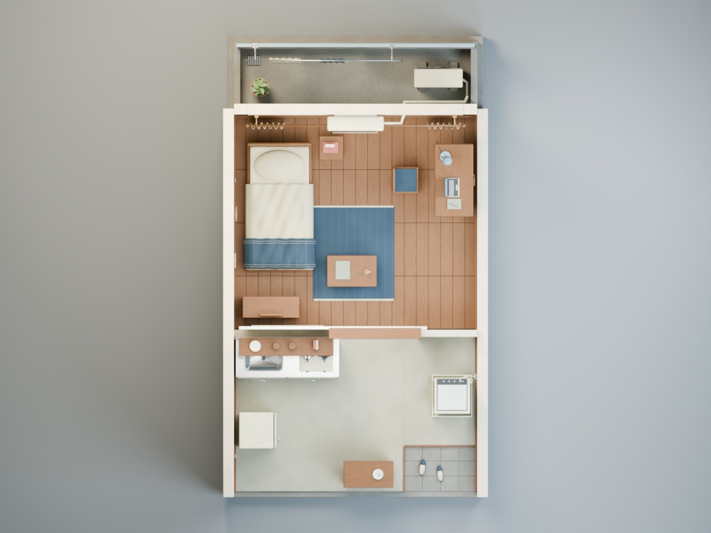 【箱庭コレクション #063 / Blender・FBX・GLB】古いアパートの一室|Small Apartment