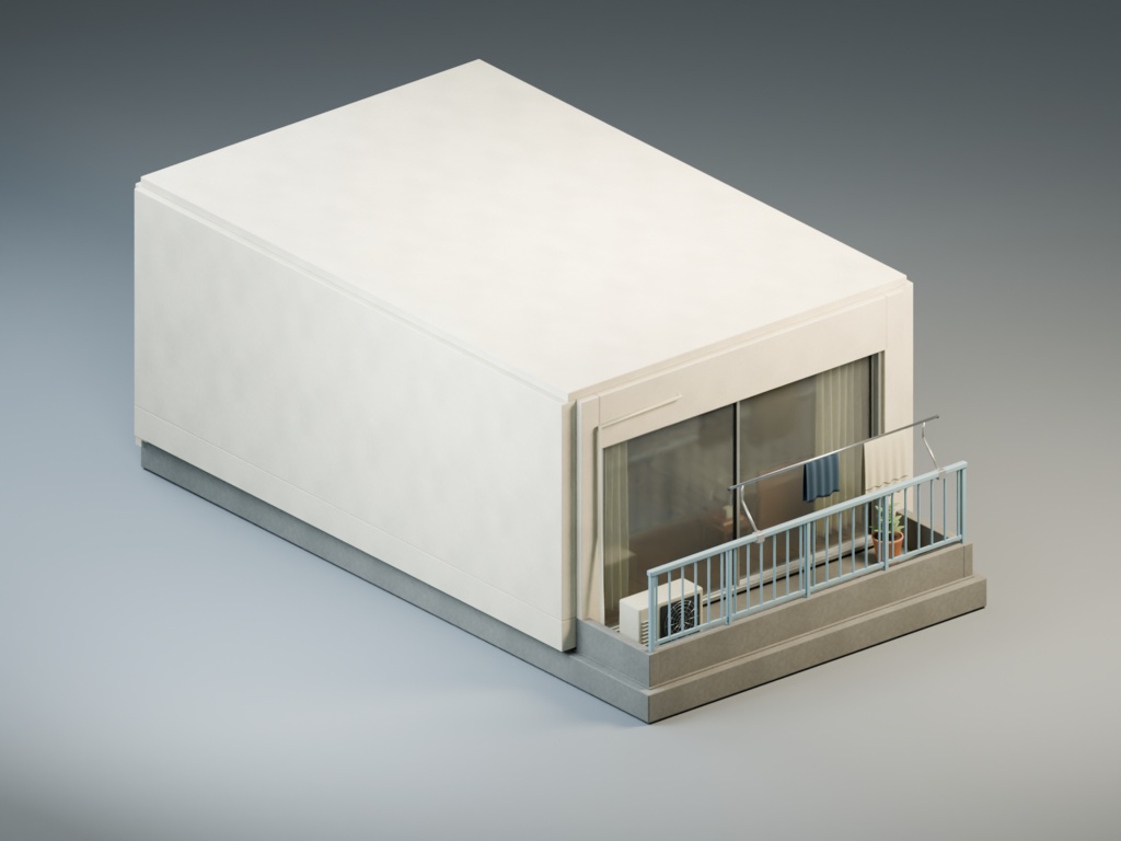 【箱庭コレクション #063 / Blender・FBX・GLB】古いアパートの一室|Small Apartment