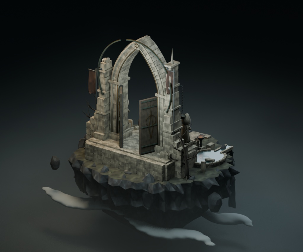 【箱庭コレクション #064 / Blender・FBX・GLB】天門 荒廃版|TENMON Dark Edition