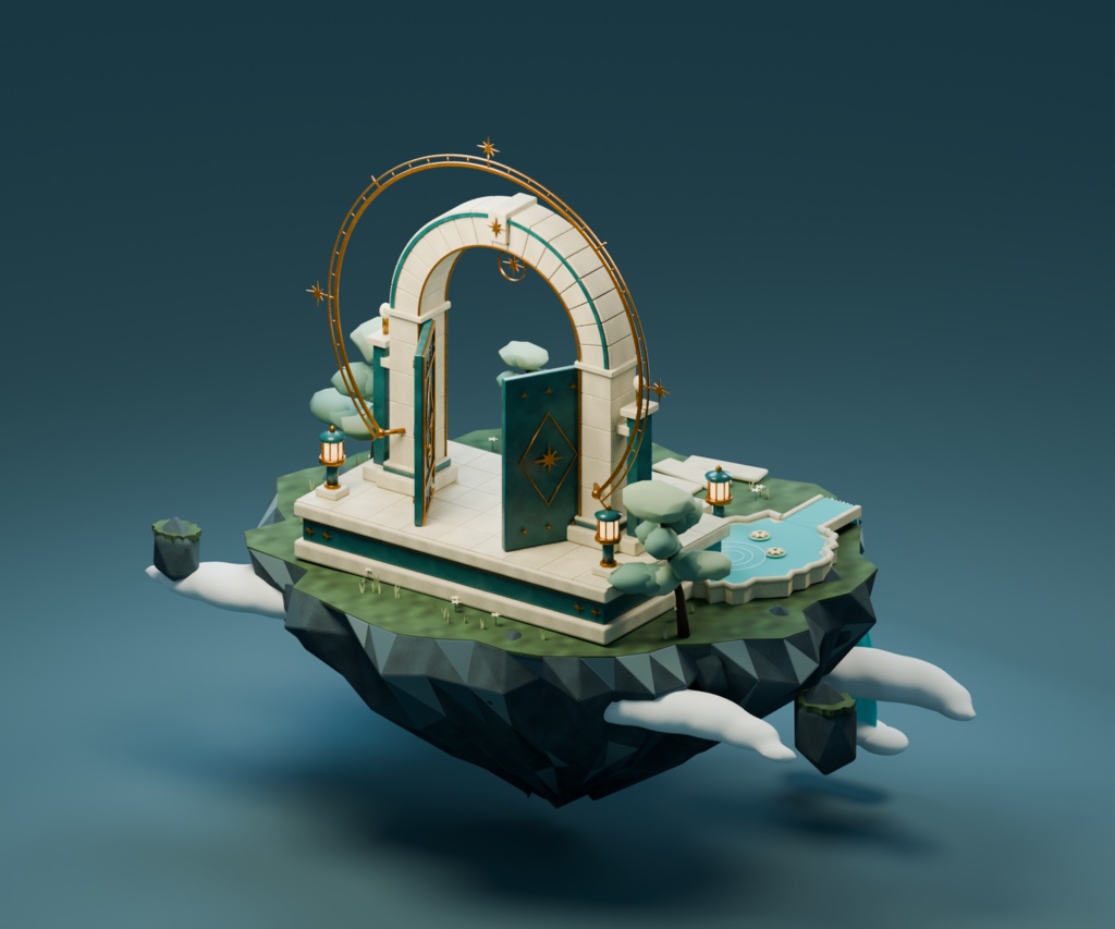 【箱庭コレクション #065 / Blender・FBX・GLB】天門|TENMON — Gate Above the Clouds