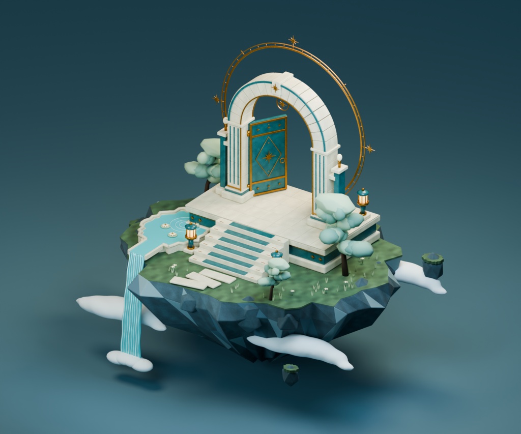 【箱庭コレクション #065 / Blender・FBX・GLB】天門｜TENMON — Gate Above the Clouds