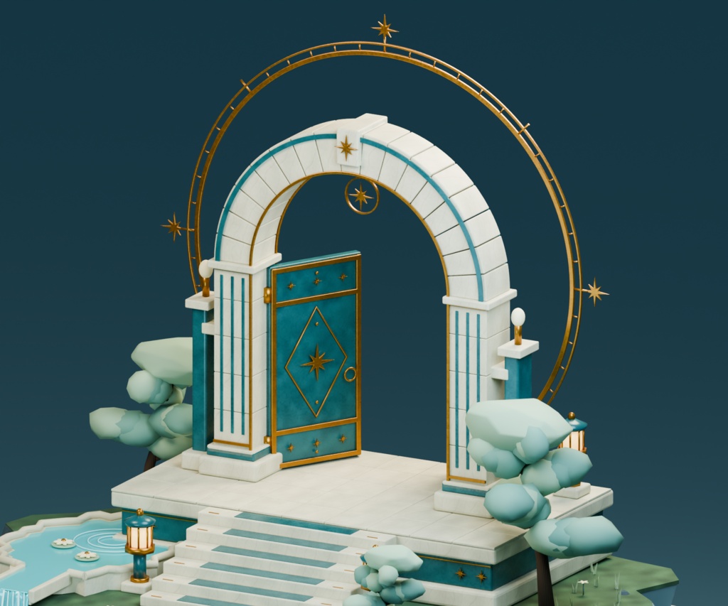 【箱庭コレクション #065 / Blender・FBX・GLB】天門|TENMON — Gate Above the Clouds