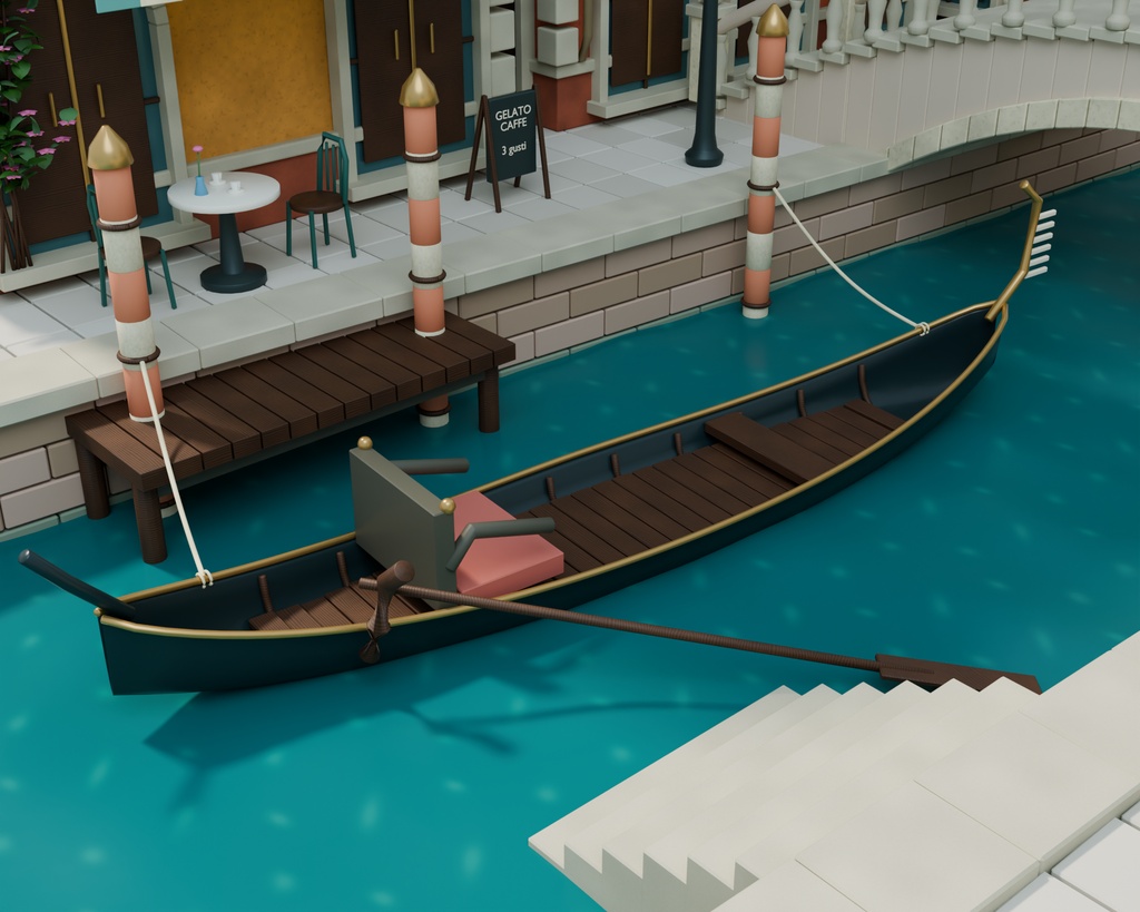【箱庭コレクション #066 / Blender・FBX・GLB】水都の午後|Canal Serenade