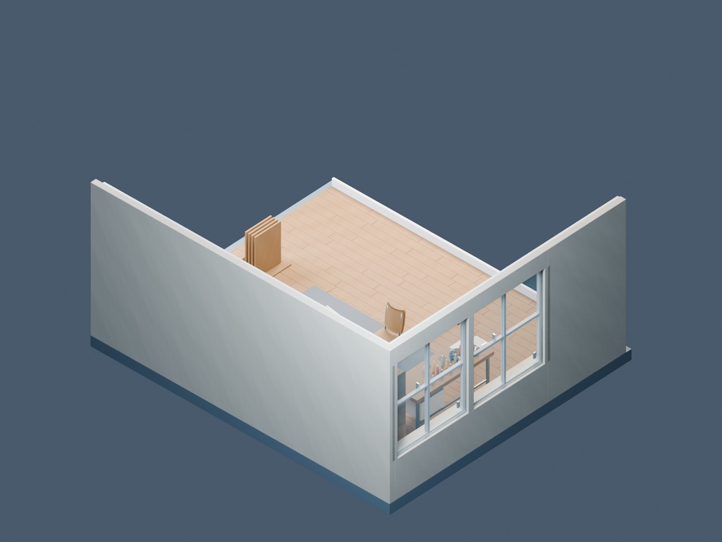 【3D背景】062 アトリエ / Artist Atelier【FBX・GLB・BLEND】