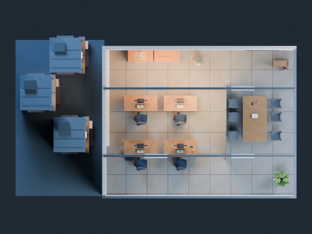【3D背景】063 深夜のオフィス / Office After Midnight【FBX・GLB・BLEND】