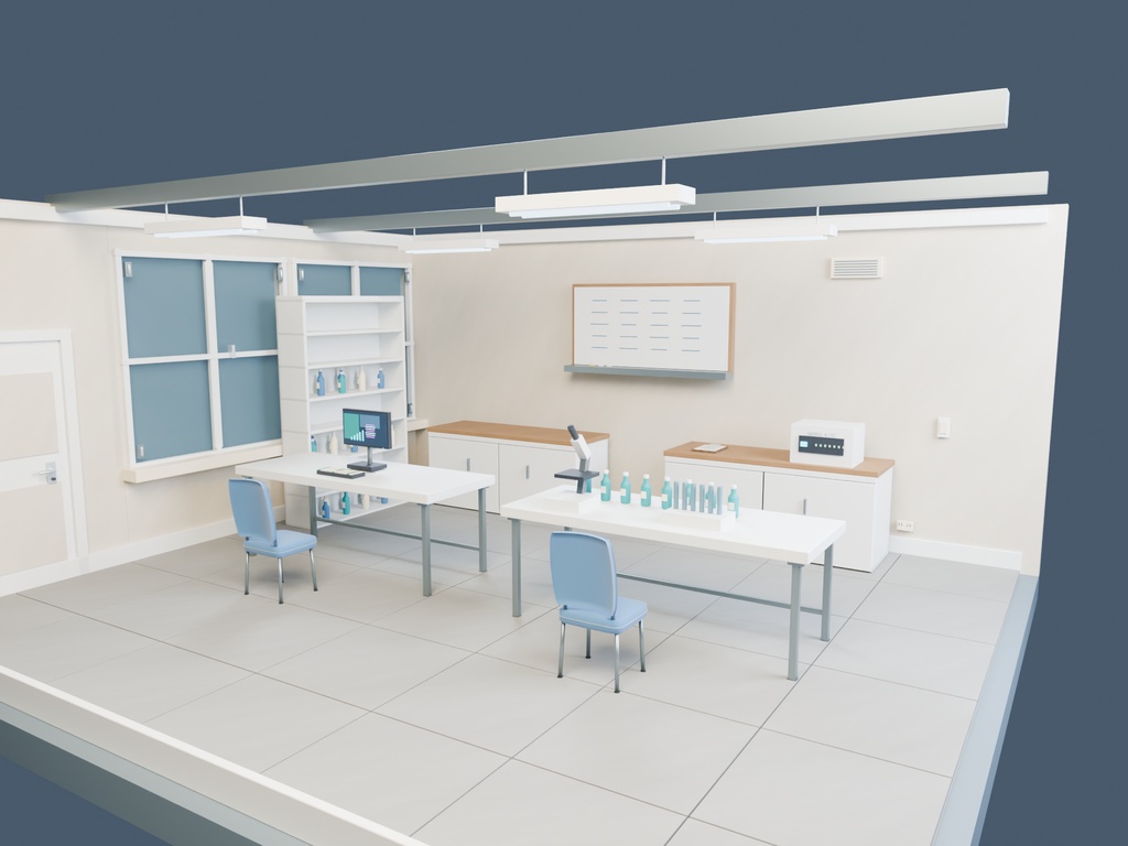 【3D背景】064 研究室 / Small Laboratory【FBX・GLB・BLEND】