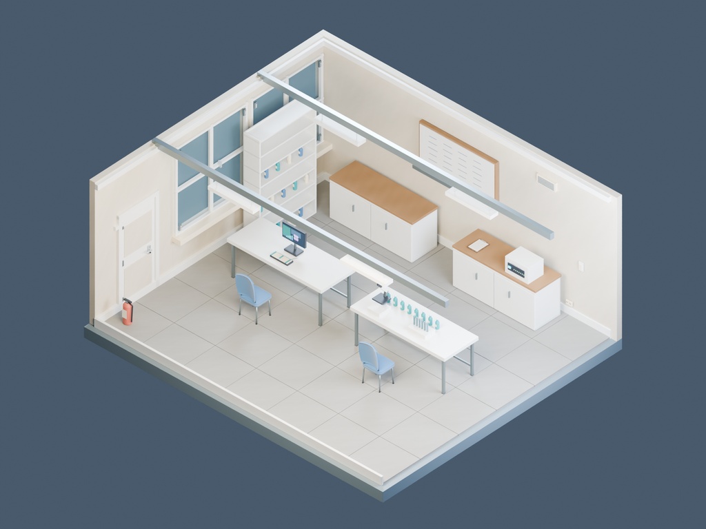 【3D背景】064 研究室 / Small Laboratory【FBX・GLB・BLEND】
