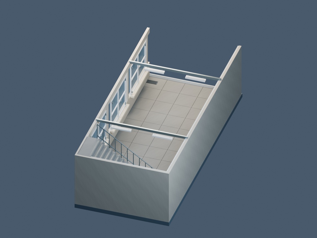 【3D背景】066 学校の廊下 / School Corridor【FBX・GLB・BLEND】