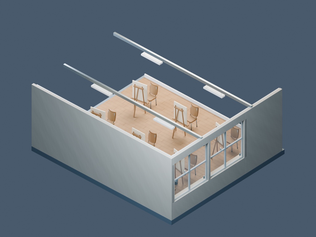 【3D背景】067 美術室 / Art Classroom【FBX・GLB・BLEND】