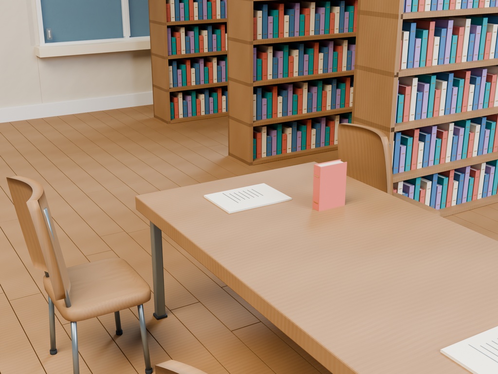 【3D背景】068 図書室 / School Library【FBX・GLB・BLEND】
