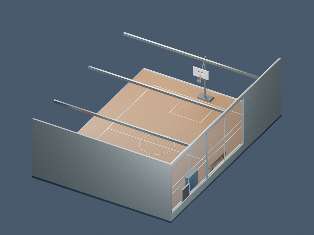 【3D背景】069 体育館 / Empty Gymnasium【FBX・GLB・BLEND】