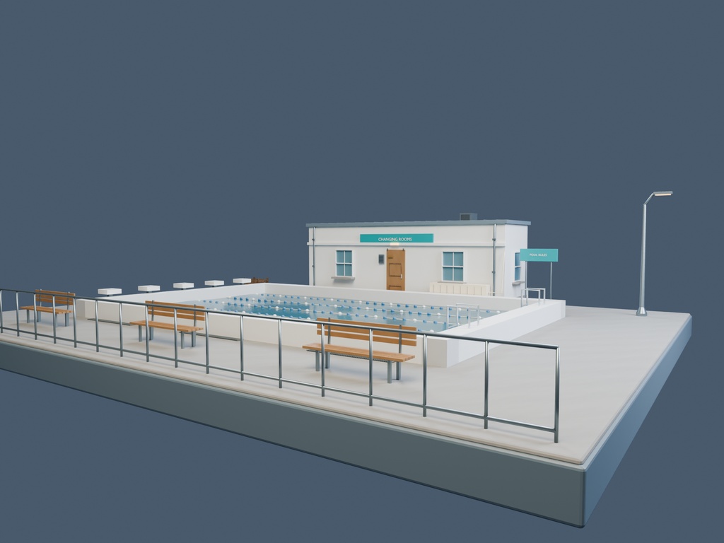 【3D背景】070 プールサイド / Summer Pool【FBX・GLB・BLEND】