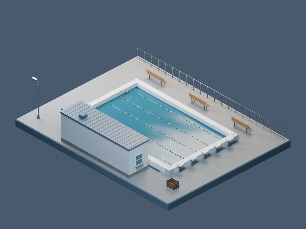 【3D背景】070 プールサイド / Summer Pool【FBX・GLB・BLEND】
