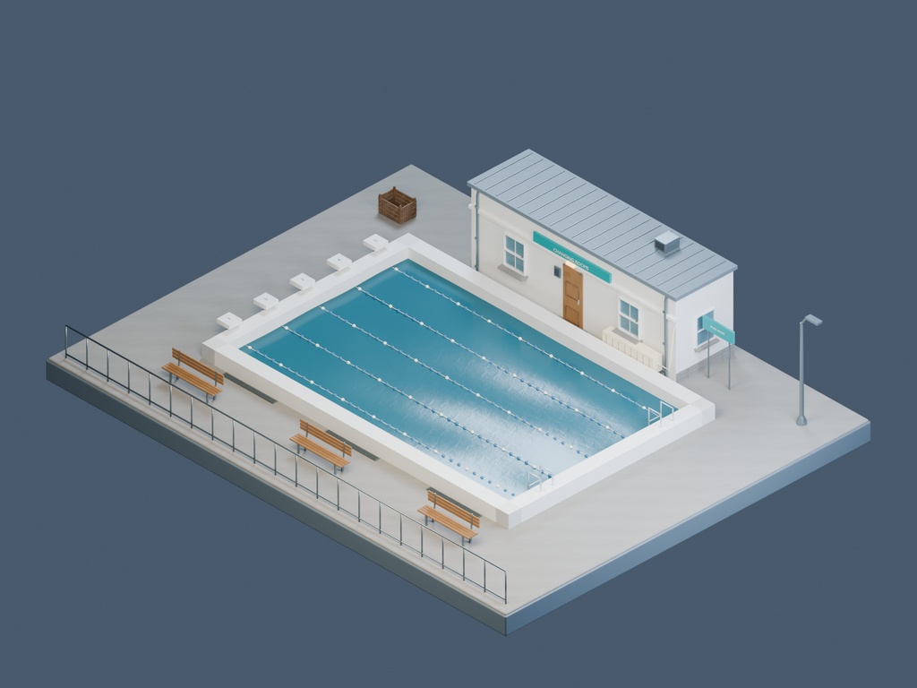【3D背景】070 プールサイド / Summer Pool【FBX・GLB・BLEND】
