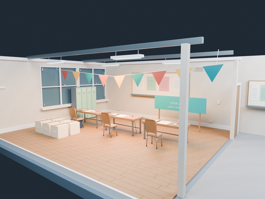 【3D背景】071 文化祭前夜 / Festival Eve【FBX・GLB・BLEND】