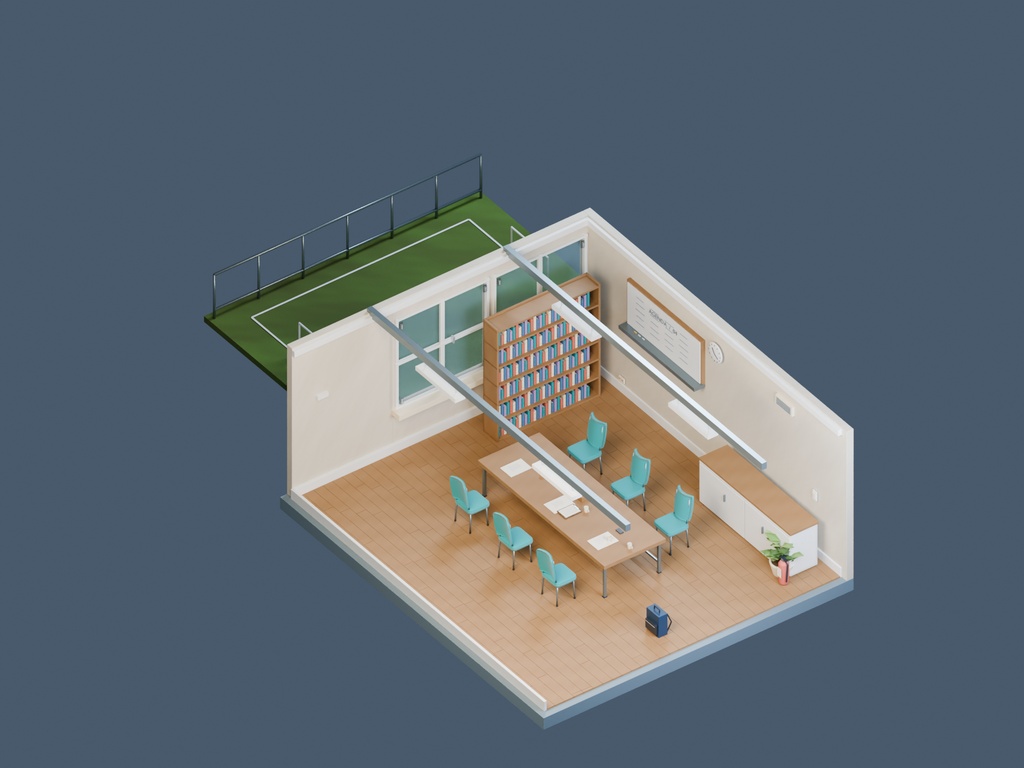 【3D背景】072 生徒会室 / Student Council Room【FBX・GLB・BLEND】