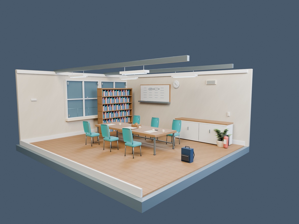 【3D背景】072 生徒会室 / Student Council Room【FBX・GLB・BLEND】