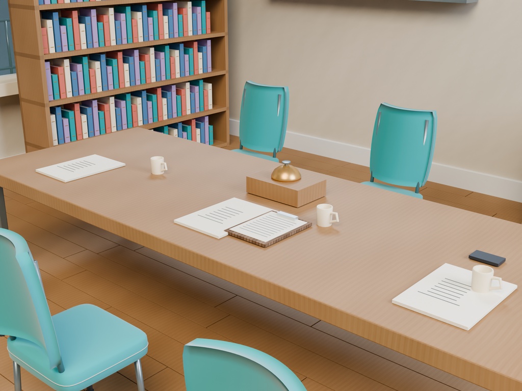 【3D背景】072 生徒会室 / Student Council Room【FBX・GLB・BLEND】
