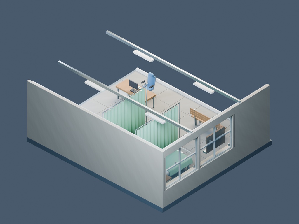 【3D背景】073 保健室 / School Infirmary【FBX・GLB・BLEND】