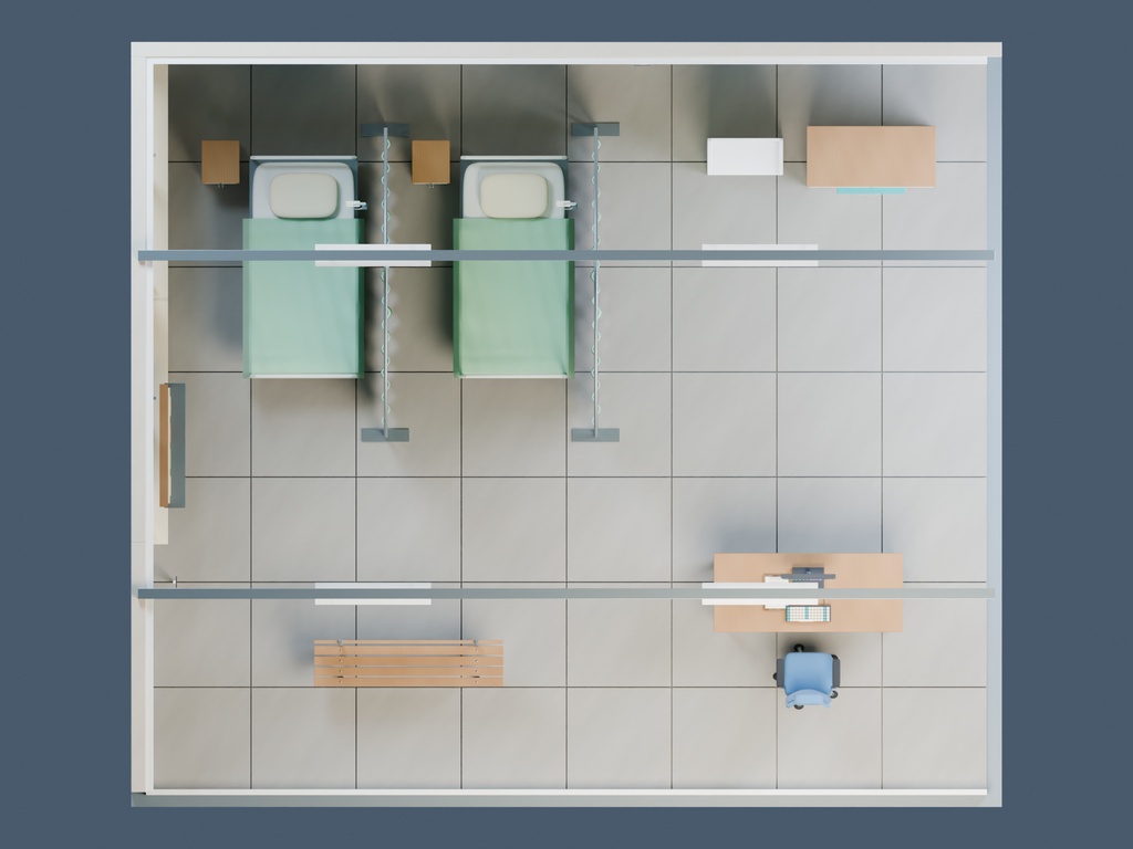 【3D背景】073 保健室 / School Infirmary【FBX・GLB・BLEND】