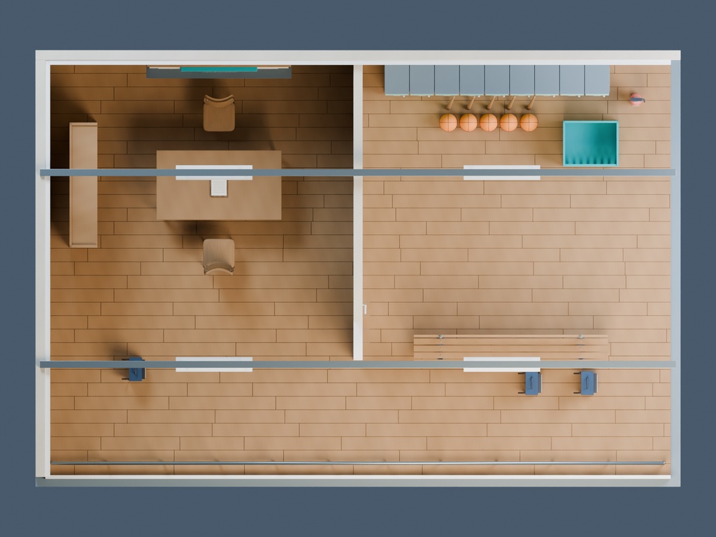 【3D背景】074 部室棟 / Clubhouse【FBX・GLB・BLEND】