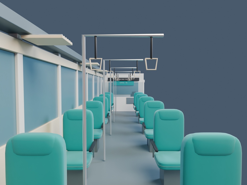 【3D背景】075 ローカル線車内 / Local Train【FBX・GLB・BLEND】
