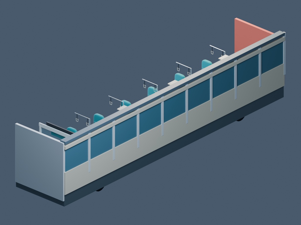 【3D背景】075 ローカル線車内 / Local Train【FBX・GLB・BLEND】