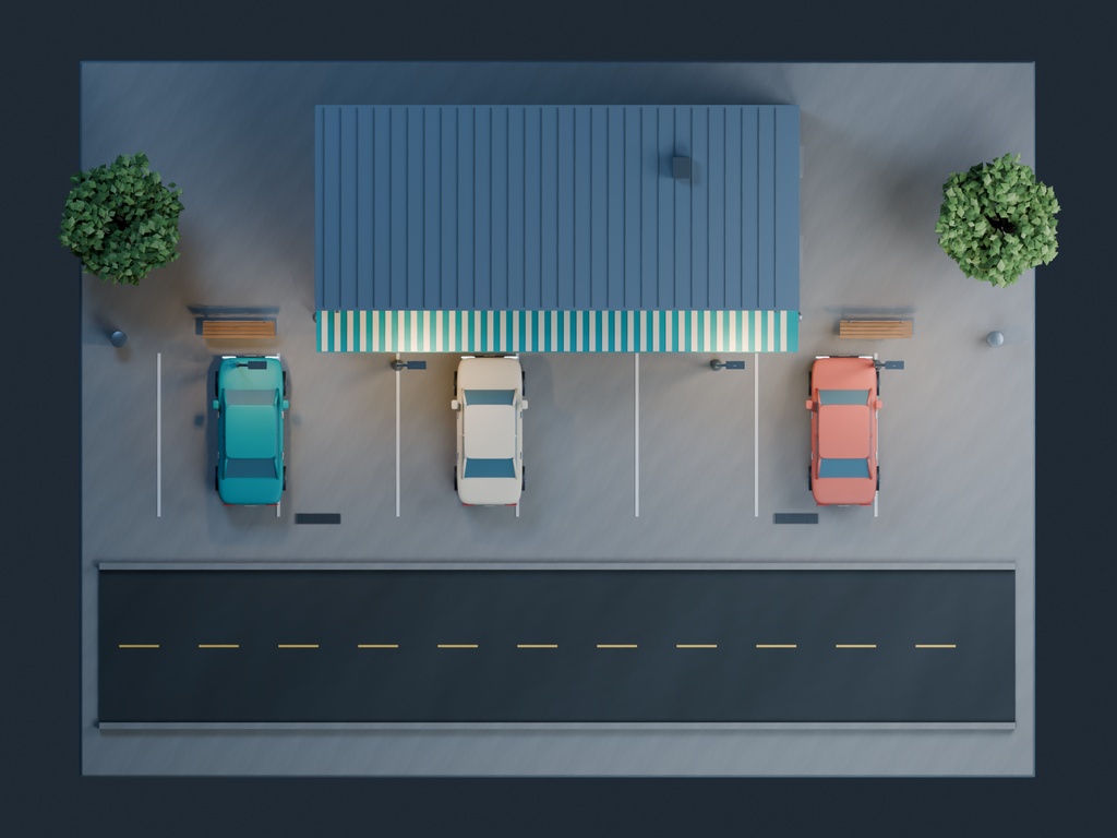 【3D背景】078 高速道路サービスエリア / Highway Rest Stop【FBX・GLB・BLEND】