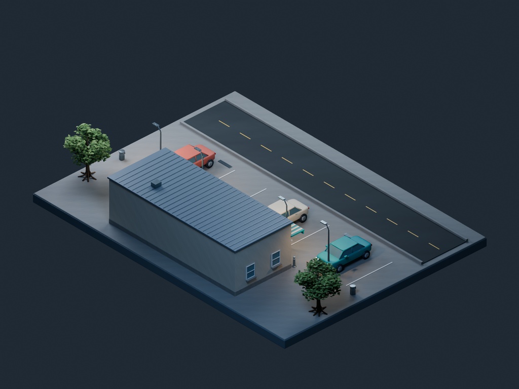 【3D背景】078 高速道路サービスエリア / Highway Rest Stop【FBX・GLB・BLEND】