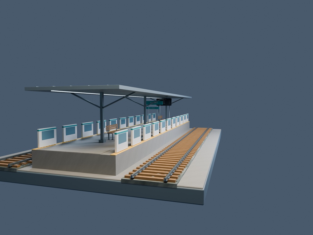 【3D背景】081 新幹線ホーム / Bullet Train Platform【FBX・GLB・BLEND】