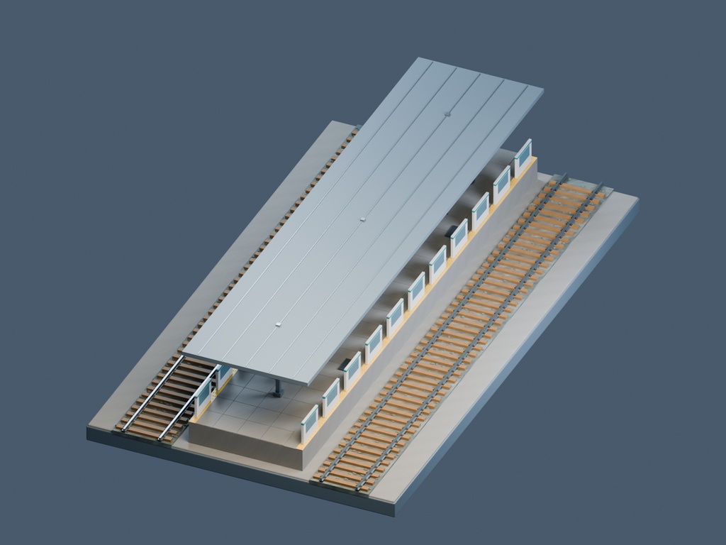 【3D背景】081 新幹線ホーム / Bullet Train Platform【FBX・GLB・BLEND】