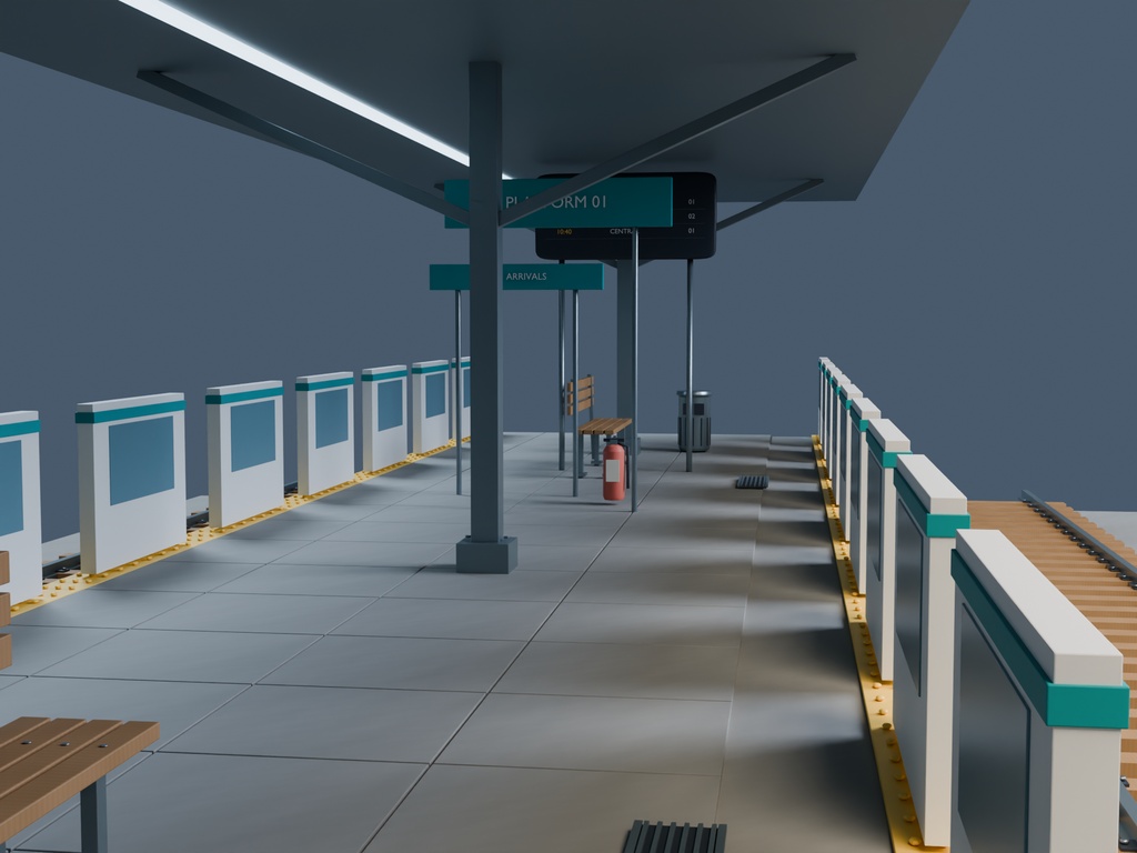 【3D背景】081 新幹線ホーム / Bullet Train Platform【FBX・GLB・BLEND】