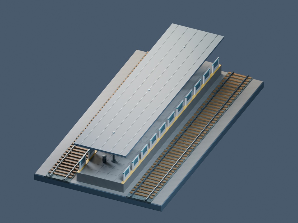 【3D背景】081 新幹線ホーム / Bullet Train Platform【FBX・GLB・BLEND】