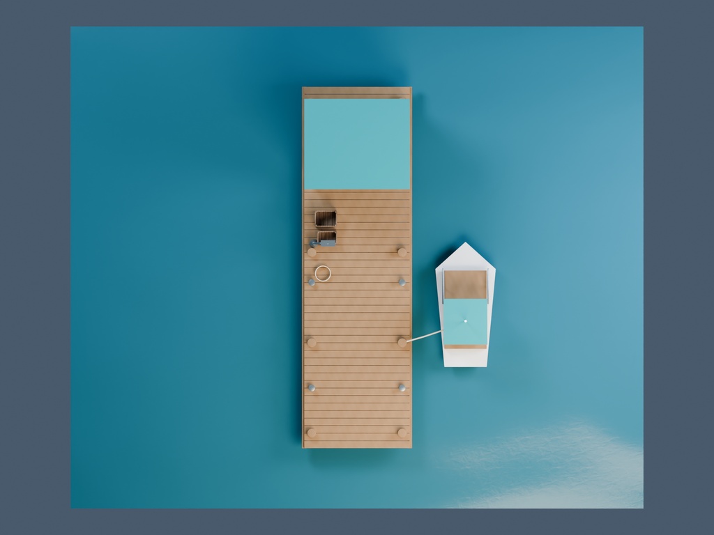 【3D背景】083 小さな船着場 / Island Pier【FBX・GLB・BLEND】