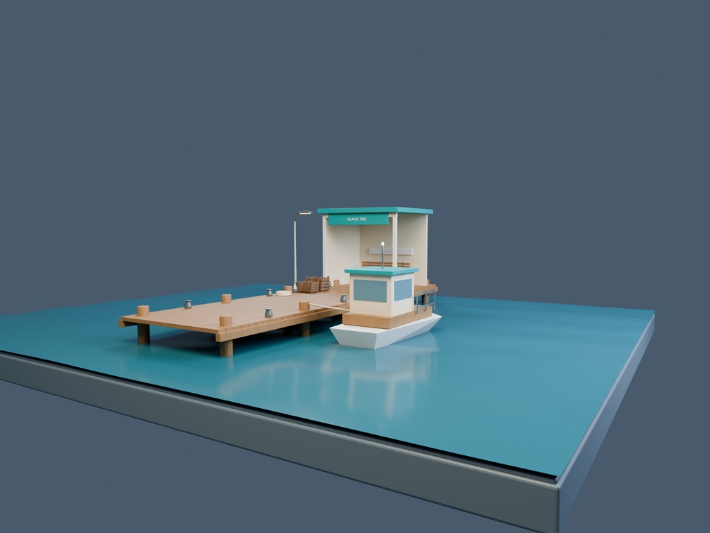 【3D背景】083 小さな船着場 / Island Pier【FBX・GLB・BLEND】