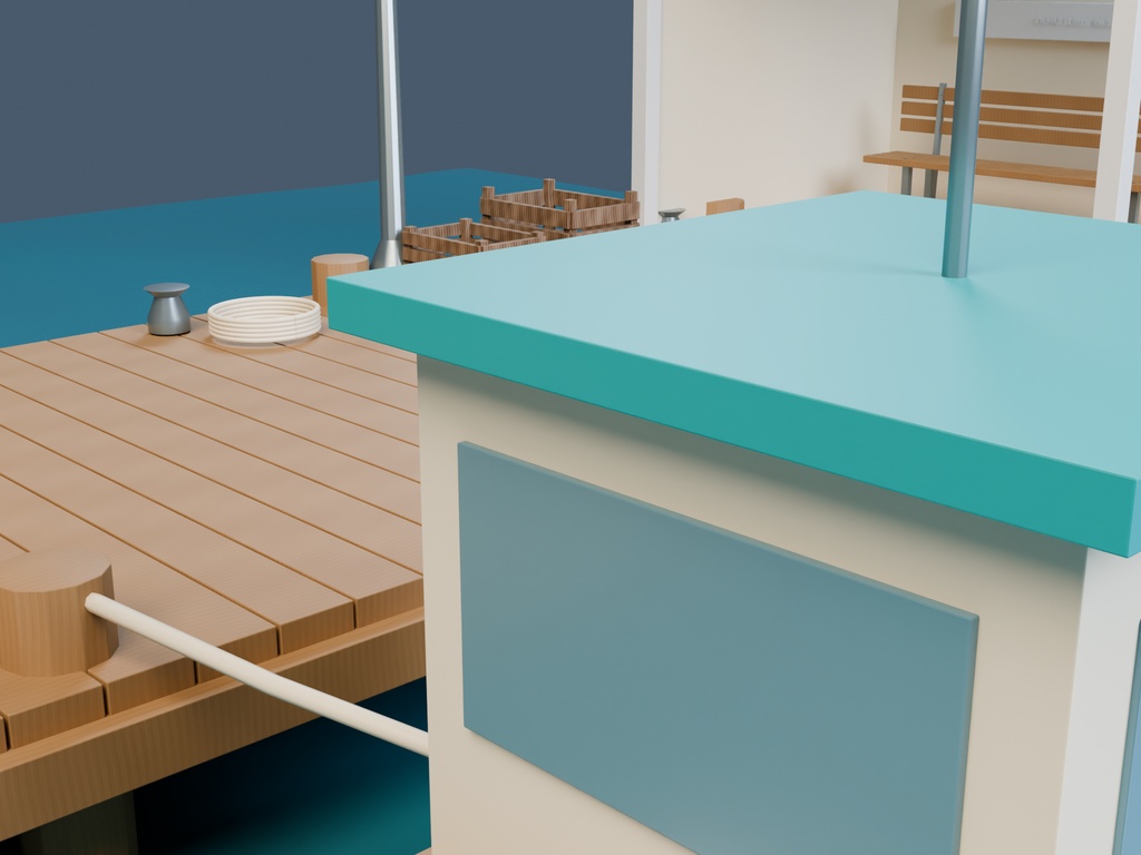 【3D背景】083 小さな船着場 / Island Pier【FBX・GLB・BLEND】