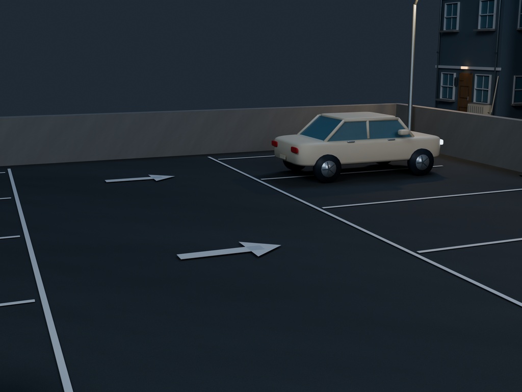 【3D背景】084 駐車場の屋上 / Parking Rooftop【FBX・GLB・BLEND】