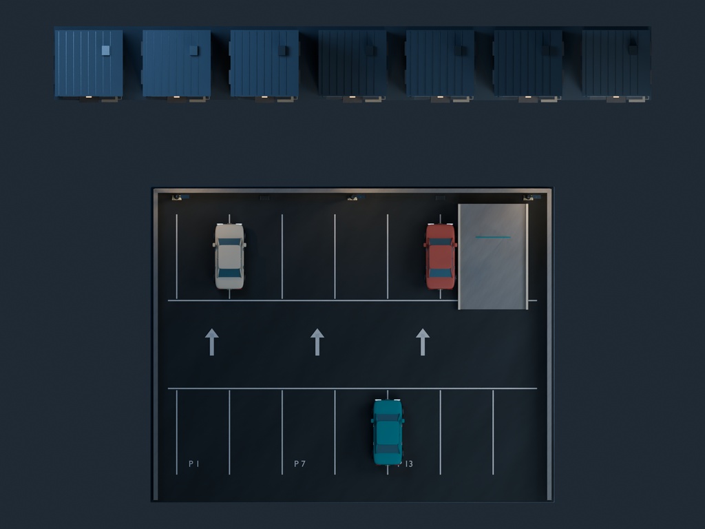 【3D背景】084 駐車場の屋上 / Parking Rooftop【FBX・GLB・BLEND】