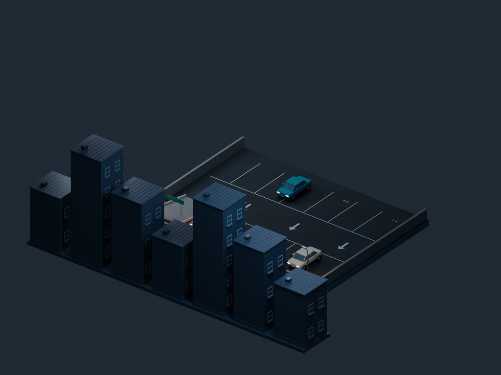 【3D背景】084 駐車場の屋上 / Parking Rooftop【FBX・GLB・BLEND】
