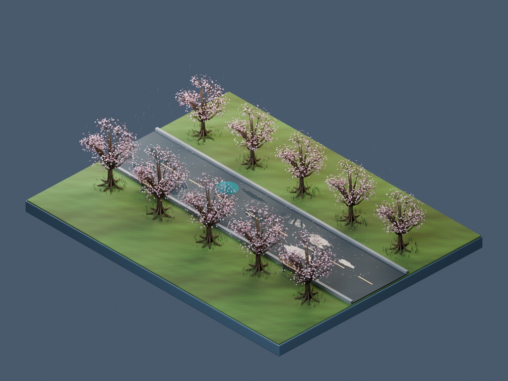 【3D背景】085 桜雨 / Sakura Rain【FBX・GLB・BLEND】