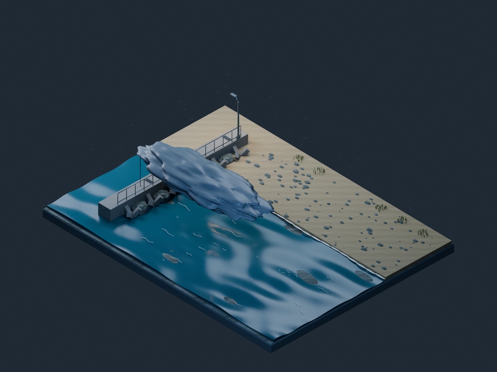 【3D背景】087 台風前の海岸 / Before the Storm【FBX・GLB・BLEND】