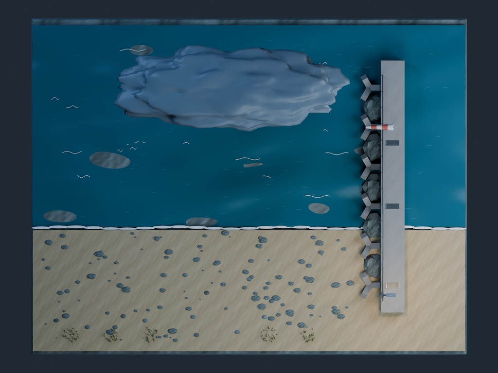 【3D背景】087 台風前の海岸 / Before the Storm【FBX・GLB・BLEND】