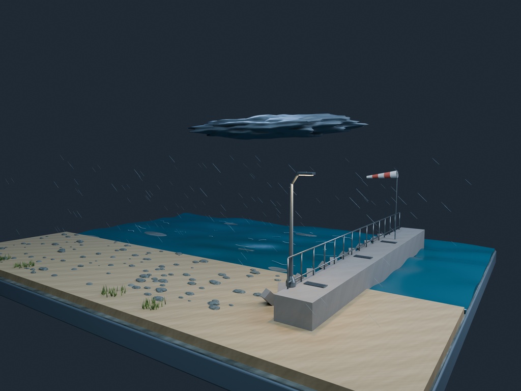 【3D背景】087 台風前の海岸 / Before the Storm【FBX・GLB・BLEND】